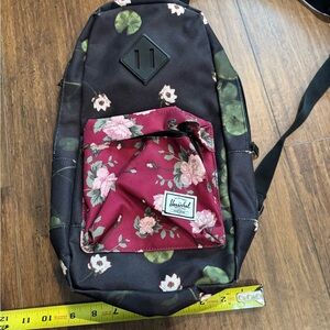 Herschel Supply Company Black and Burgundy Floral Backpack